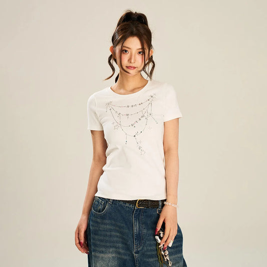 White Star Necklace Loose Top